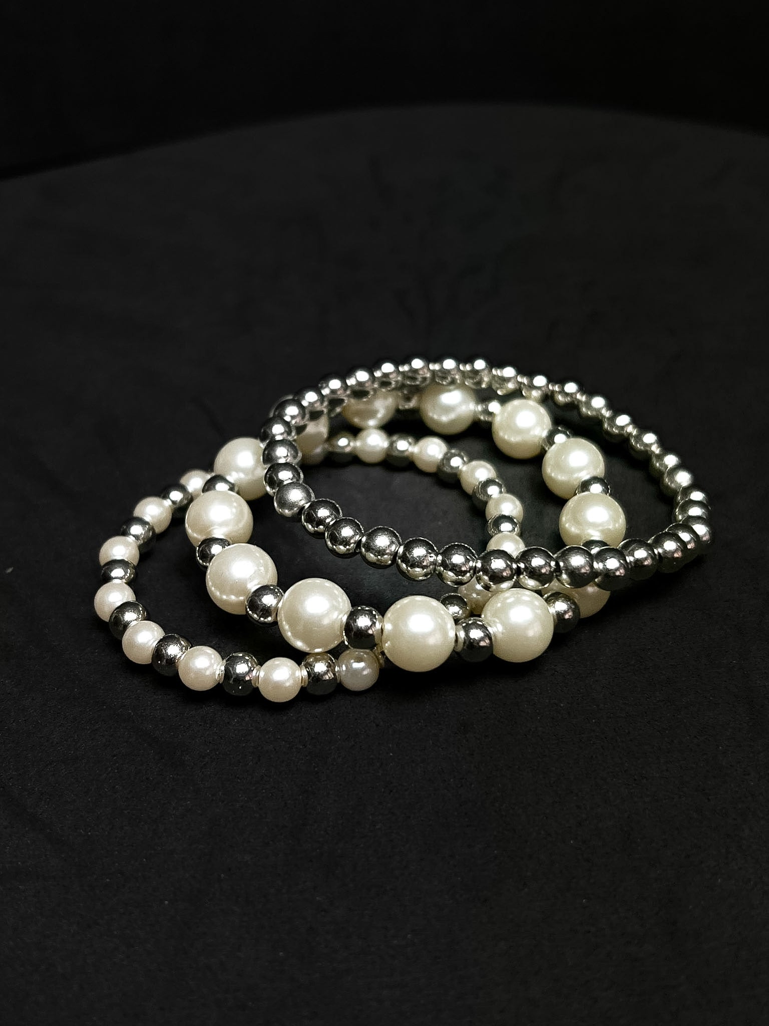 Kit Pulseira Pérola/Prata