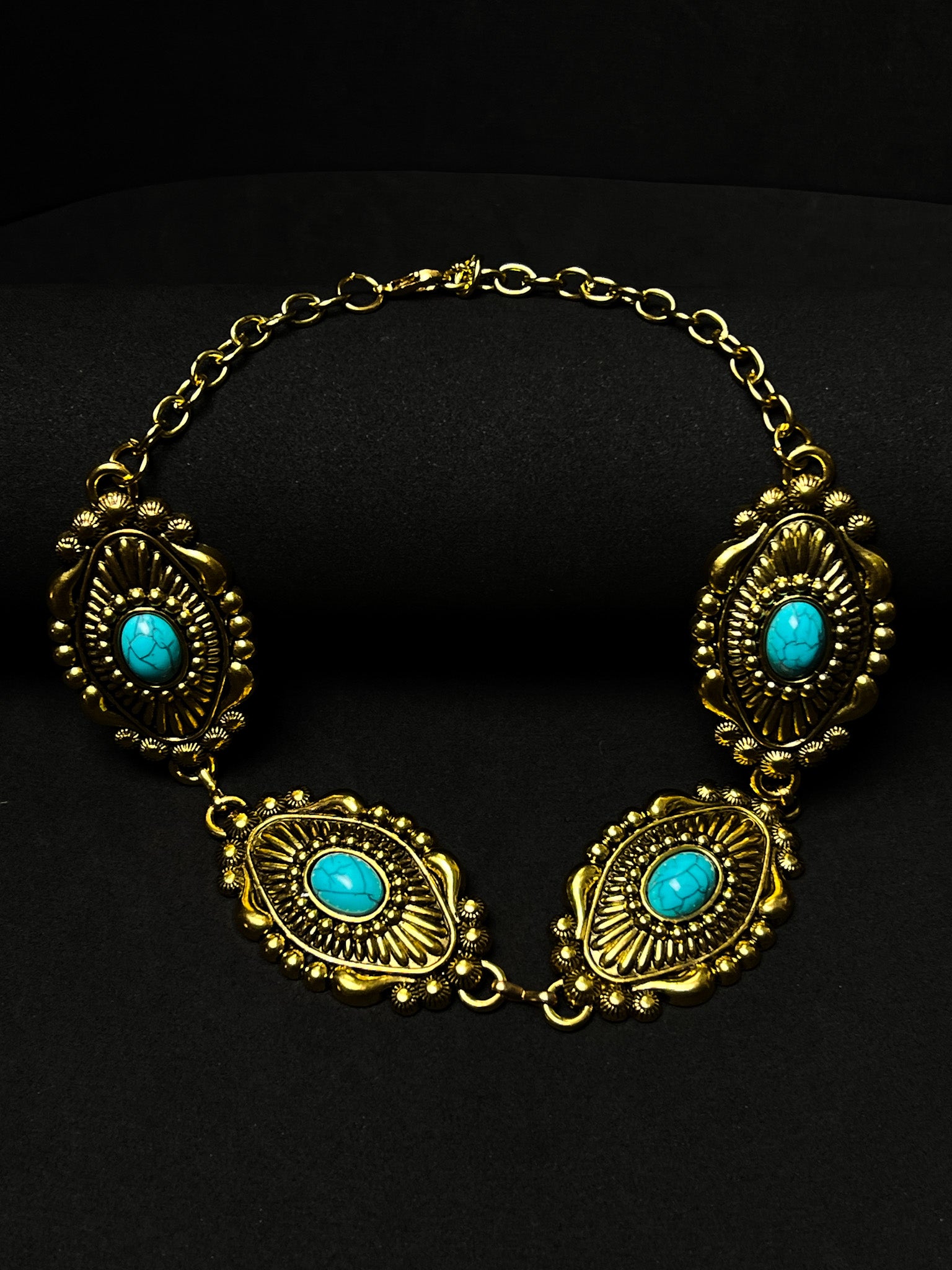 Colar Chocker Blue Stone - Dourado