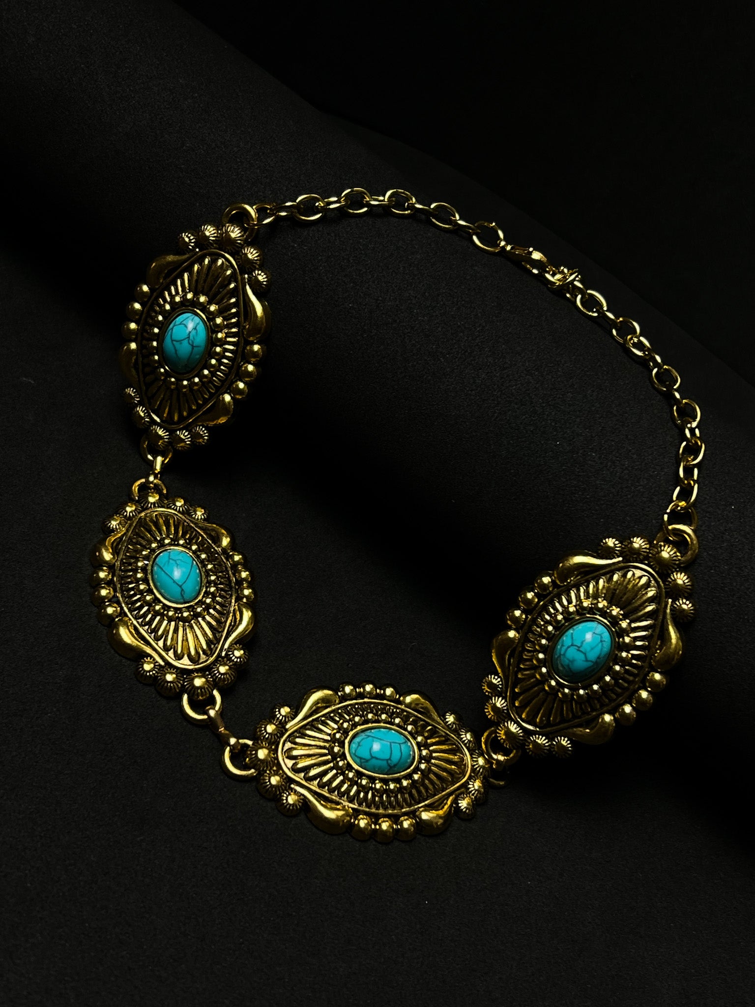 Colar Chocker Blue Stone - Dourado