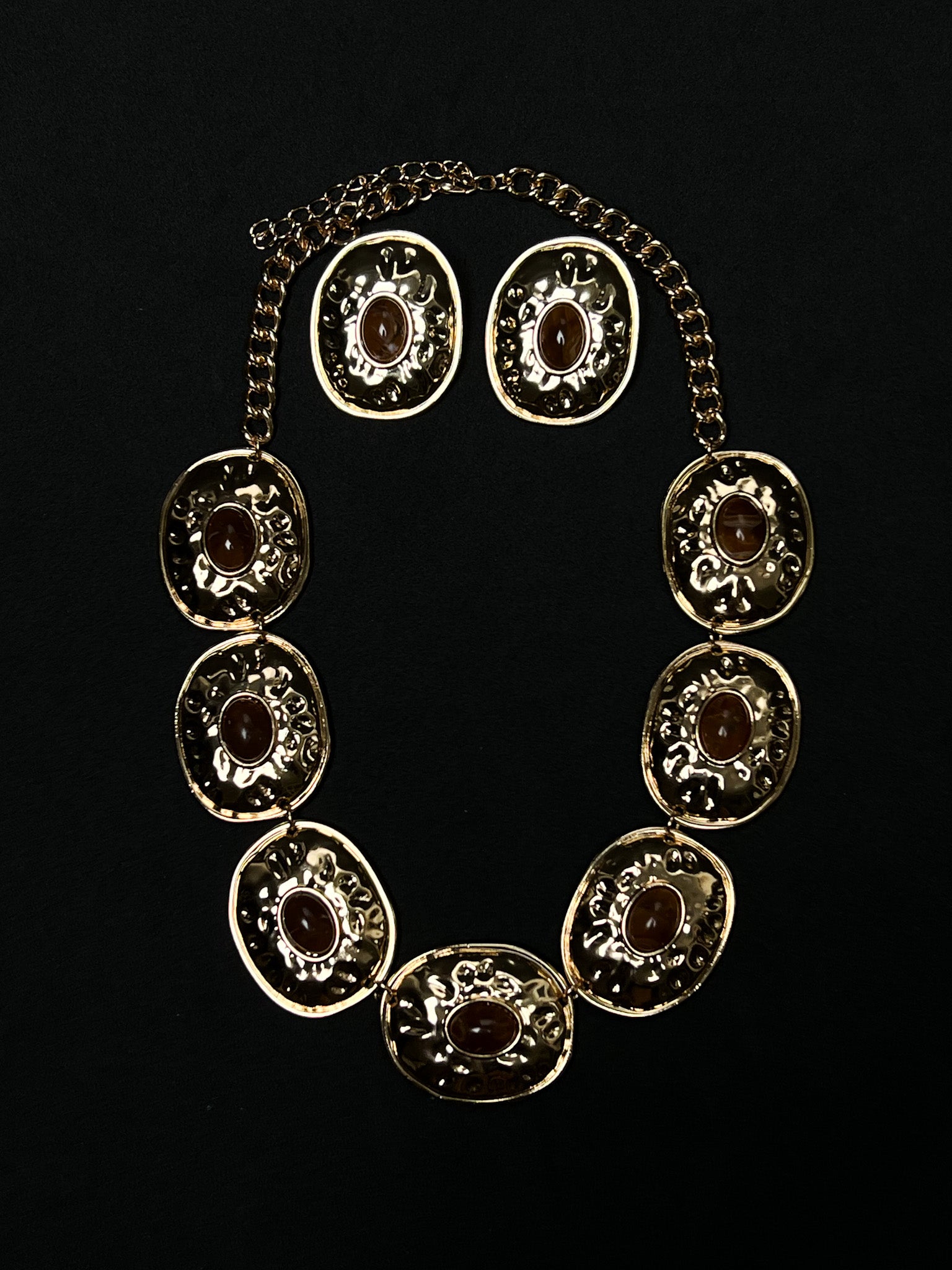 Conjunto Stones - Marrom/Dourado