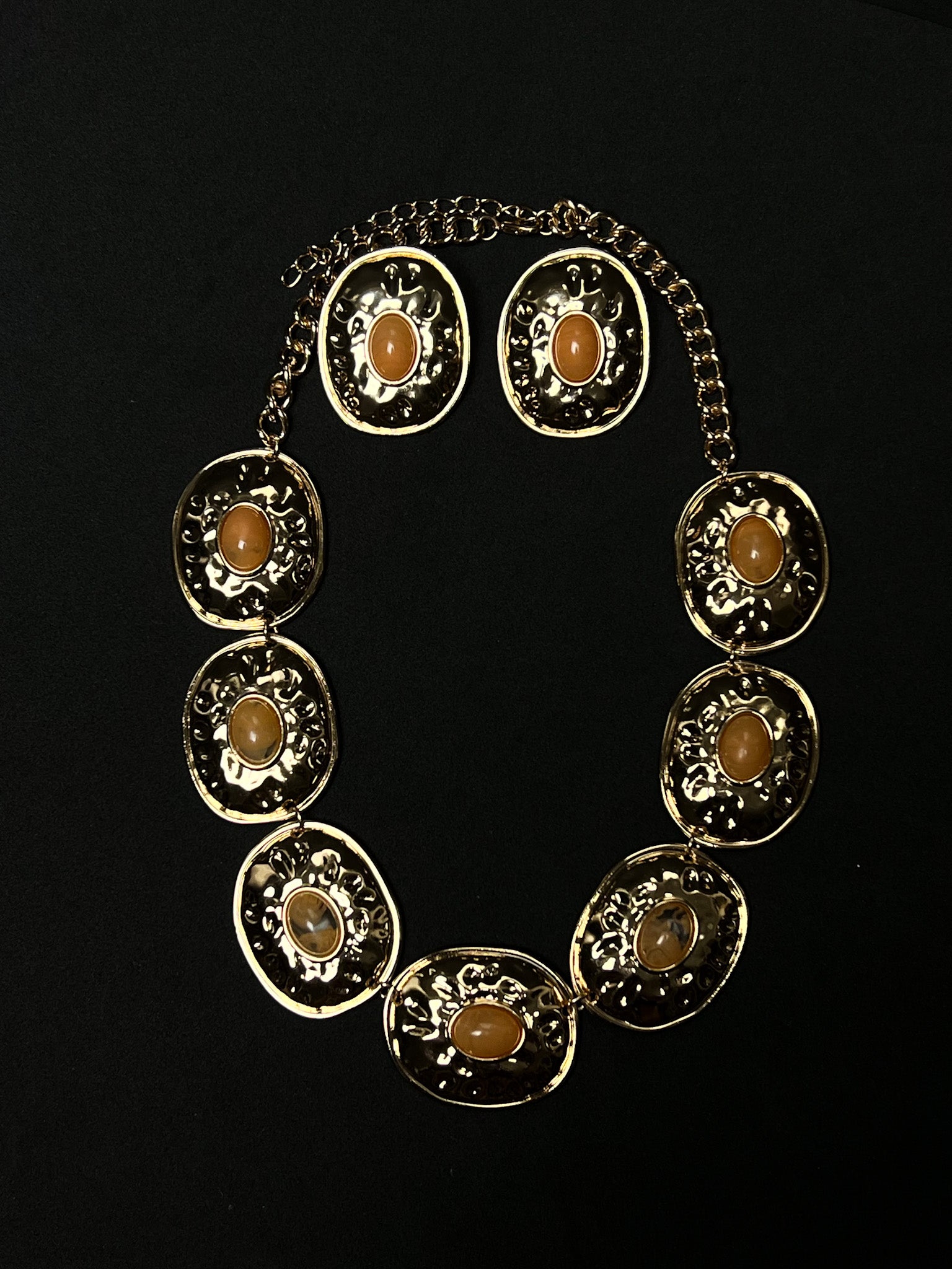 Conjunto Stones - Laranja/Dourado