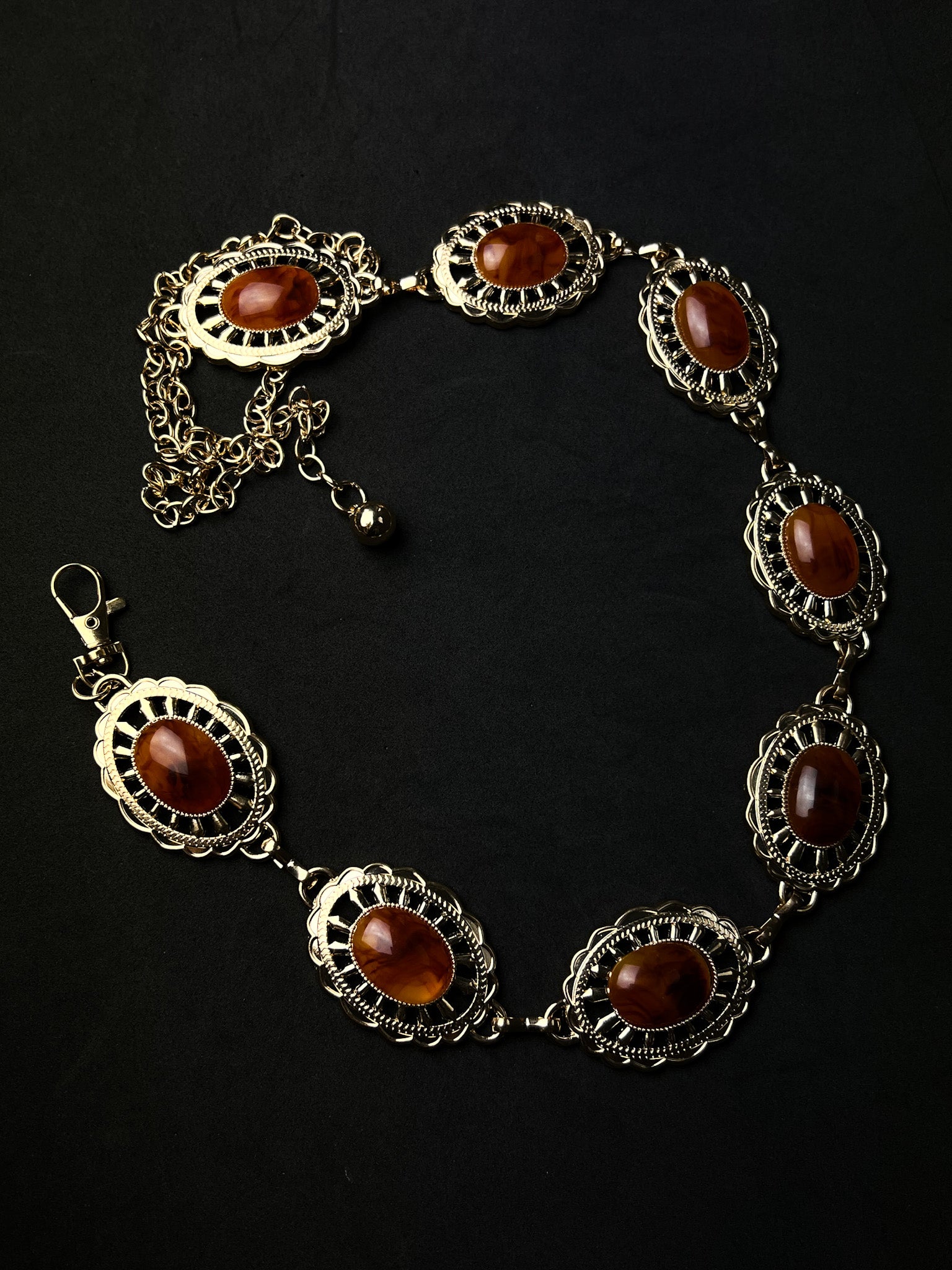 Bodychain Brown Stones - Dourado