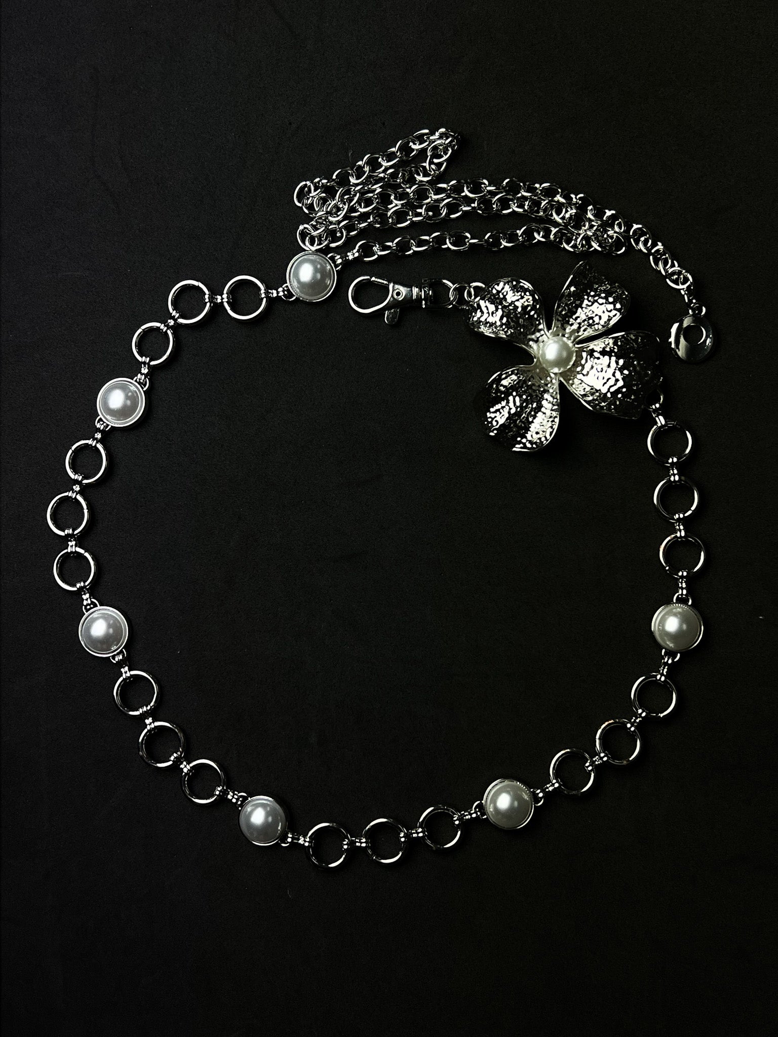 Bodychain Flor Perolada - Prata